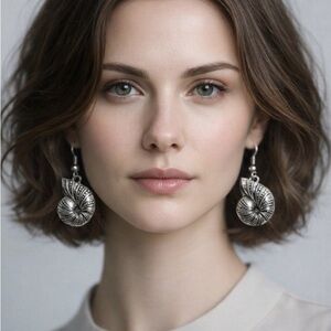 Elegant Silver Conch Shell Earrings